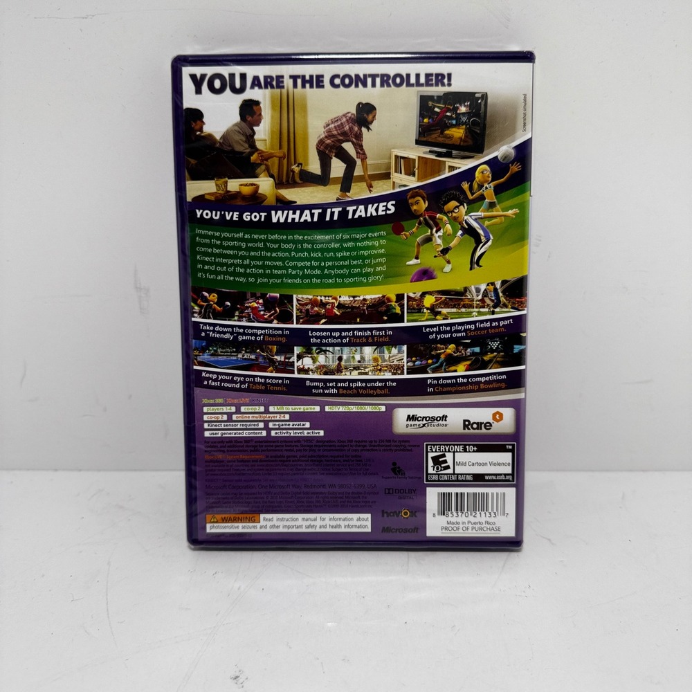 Kinect Sports Xbox 360 Game Microsoft Rare Factory Sealed New NTSC E10+ - Picture 2 of 2
